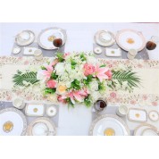 Chiffon Table Runner Hung From Tent Canopy