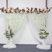 Beige And Red Flower Curtains