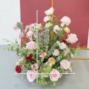 Big White Basket Of Artificial Flowers