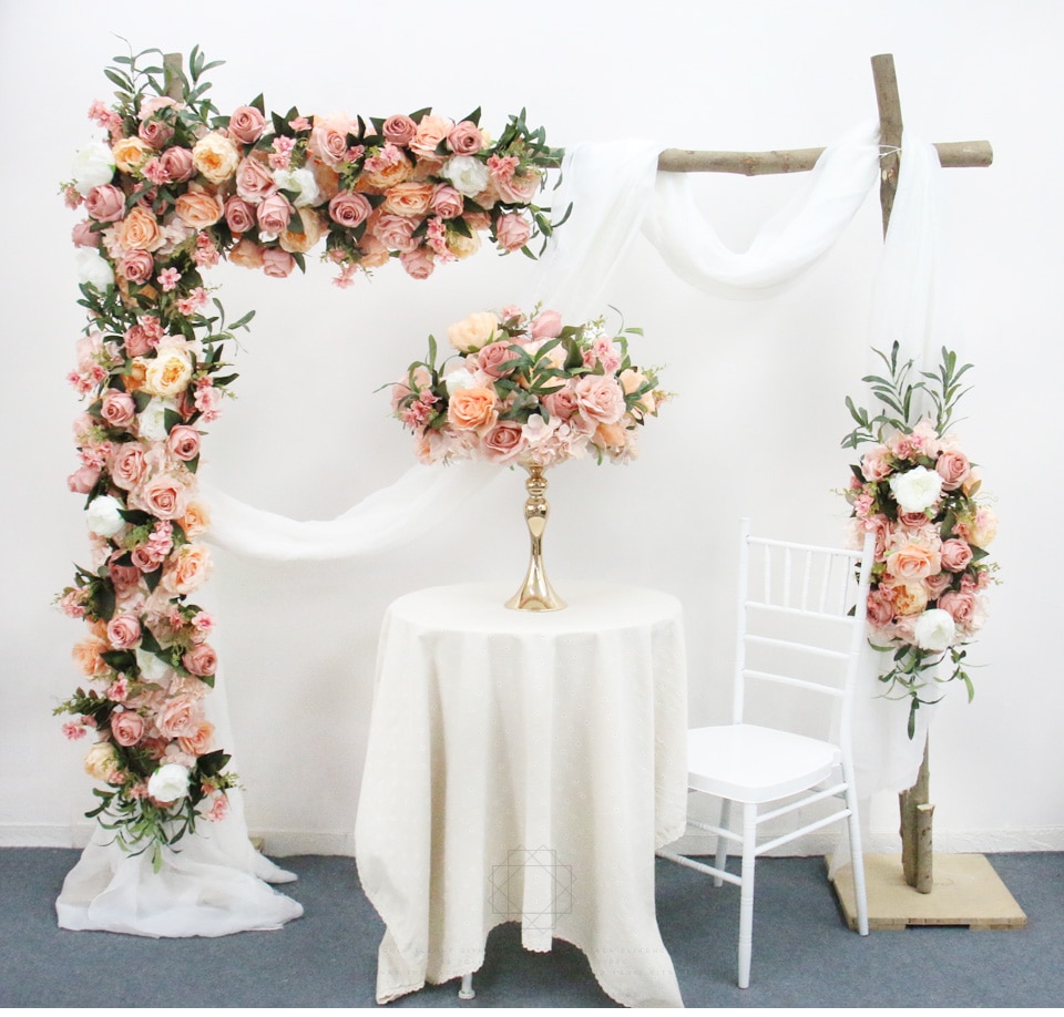 closed wedding white fabric arch