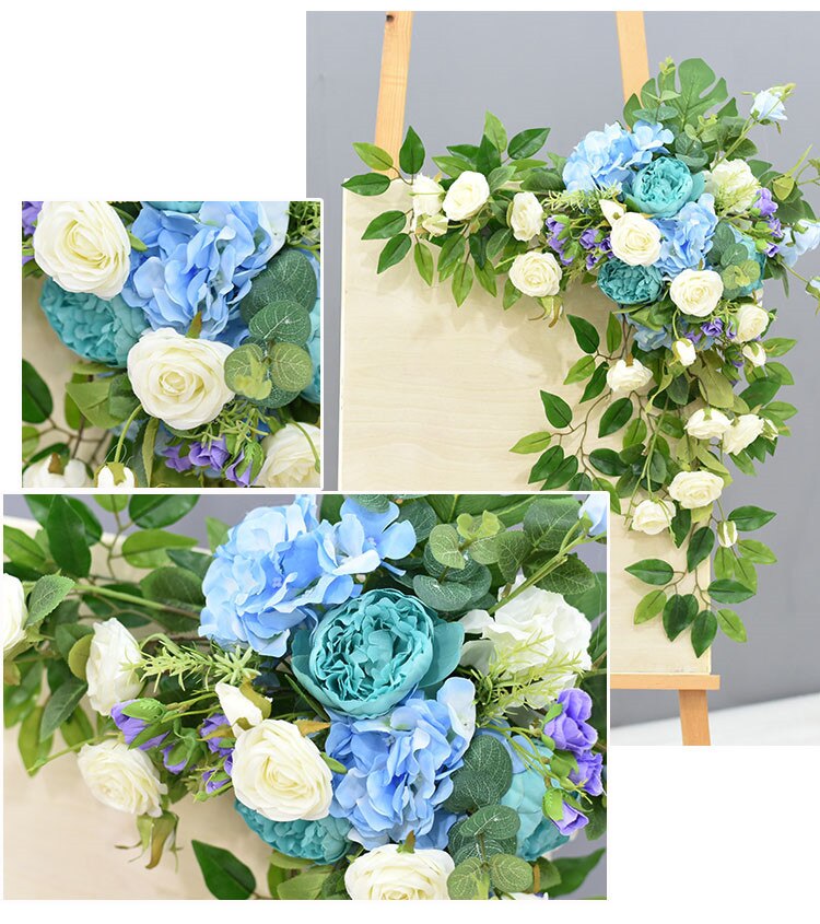 blue and white artificial wedding flowers2