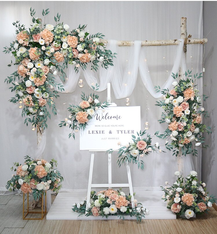 white and gold flower wall9