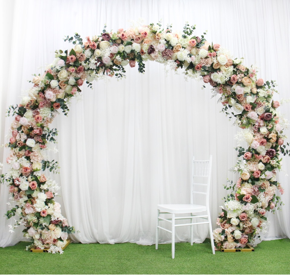 red white silver wedding backdrop