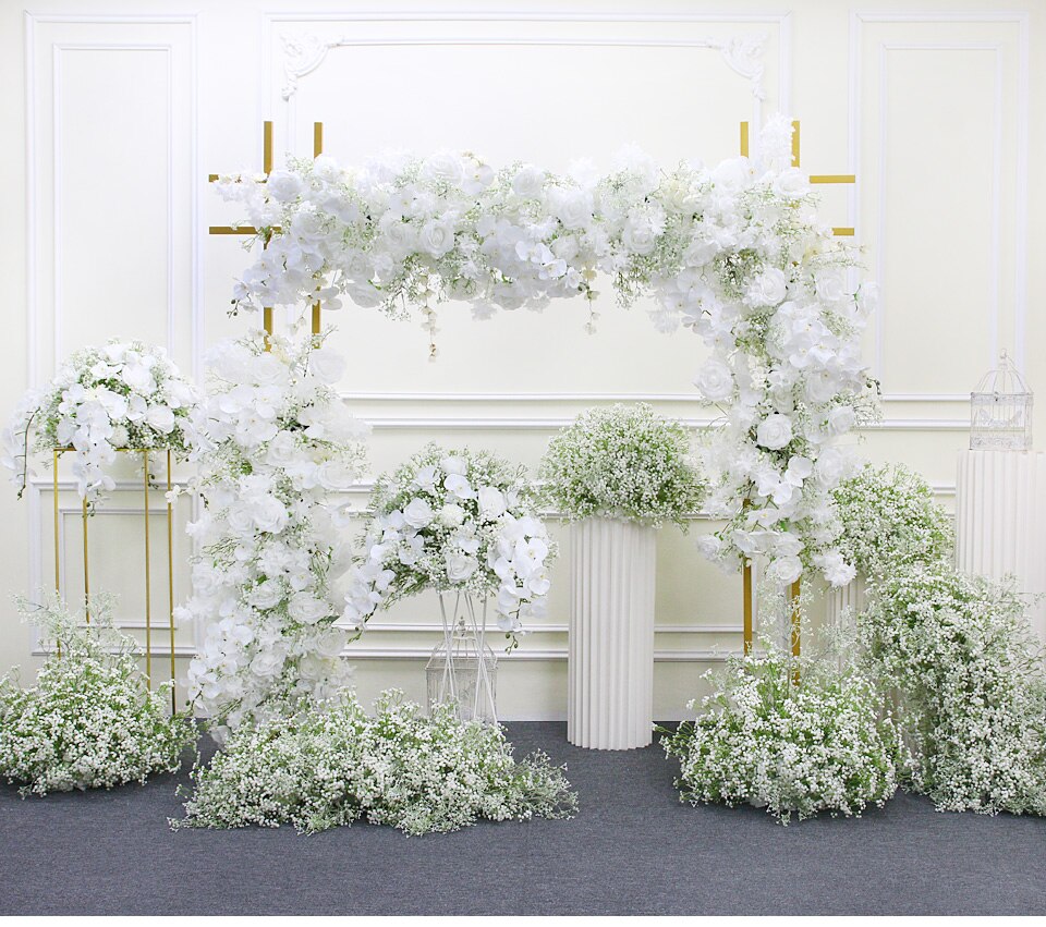 red black and white wedding arches