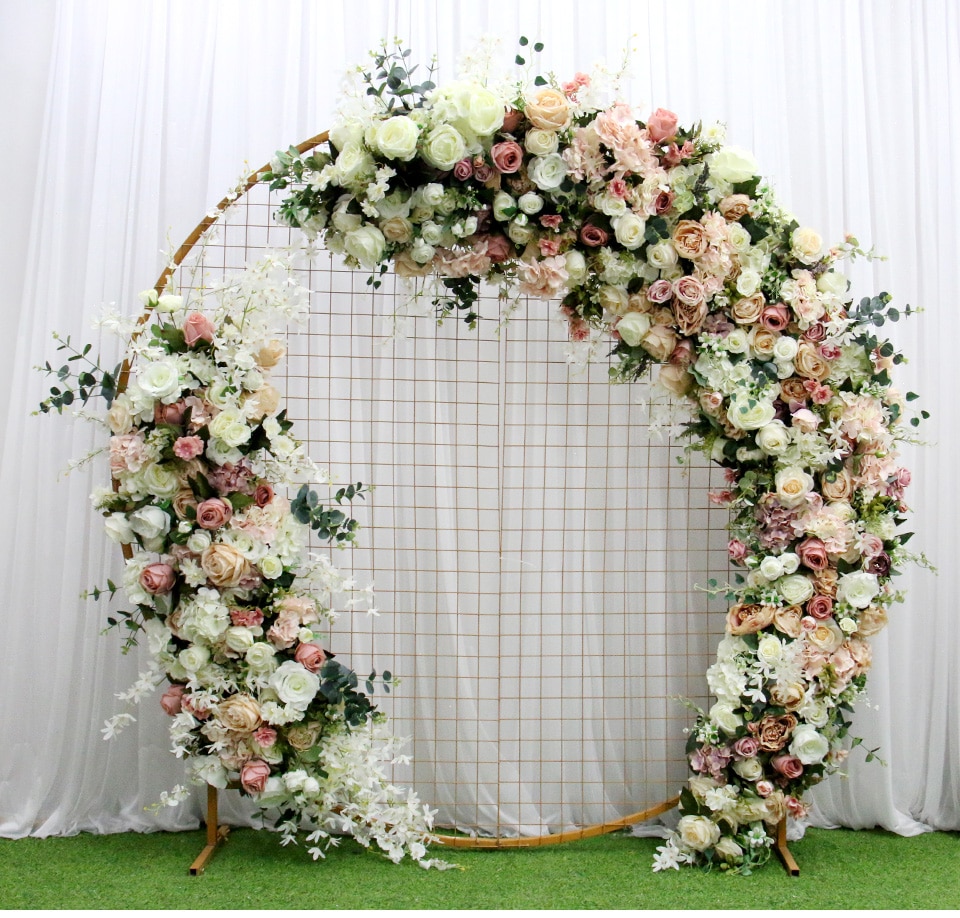 hexagon wedding arch floewrs