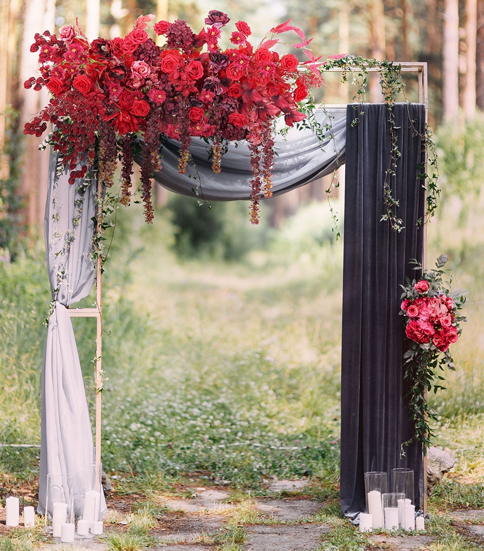 green beach wedding arch