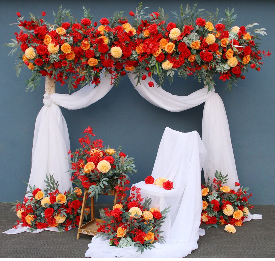 Vibrant red table runner for a bold and dramatic look.