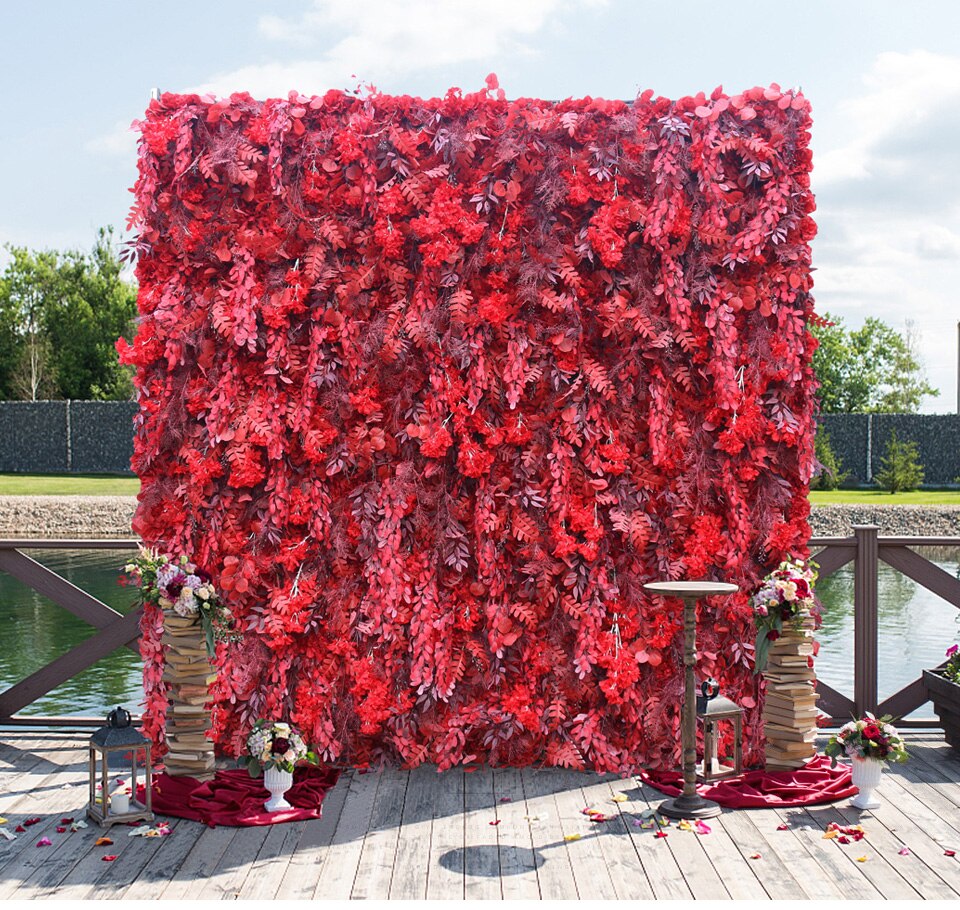 outdoor wall backdrop for a wedding cake