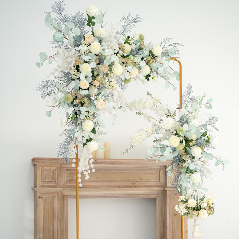 small white artificial flowers in vase