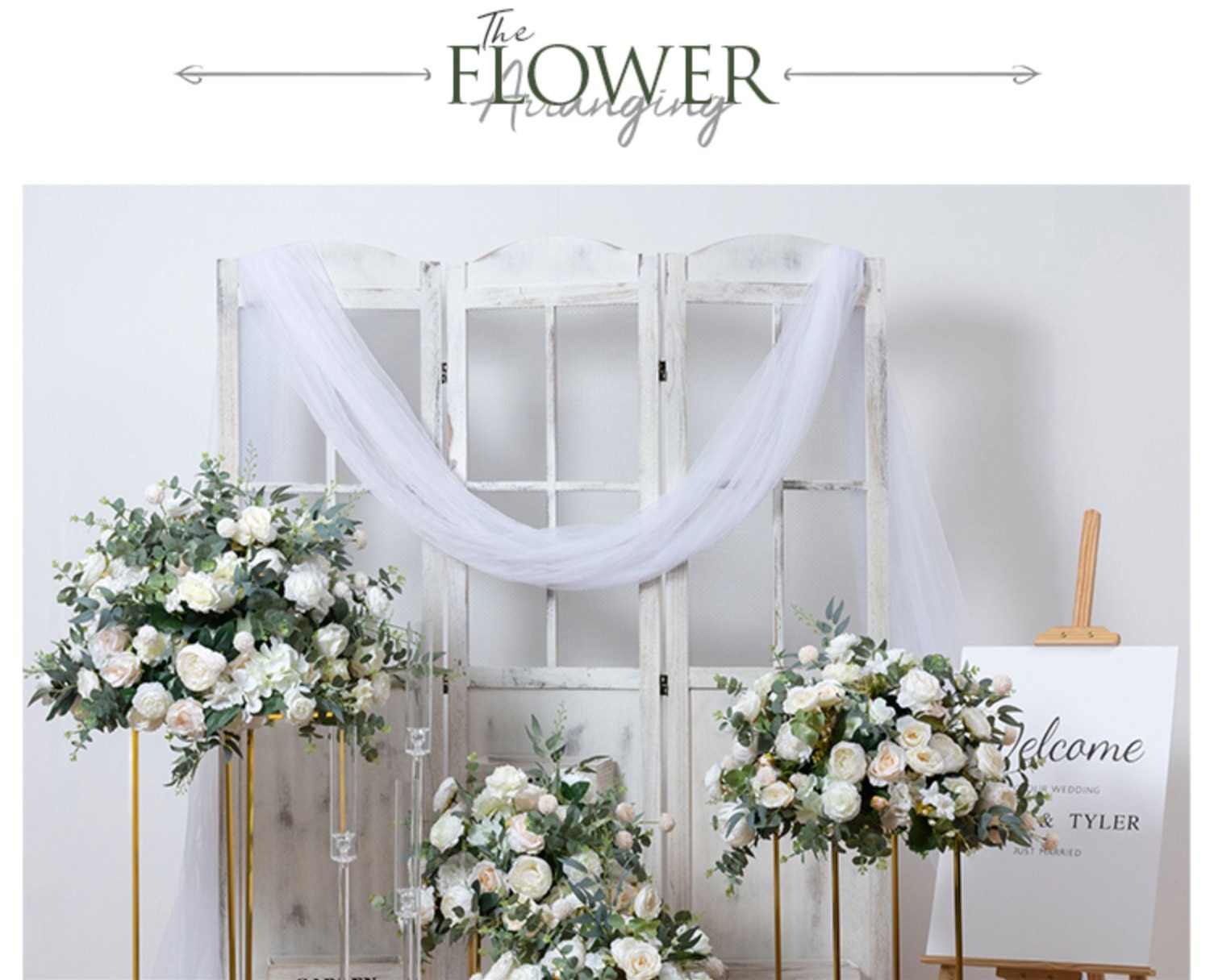 white and brown wedding decorations