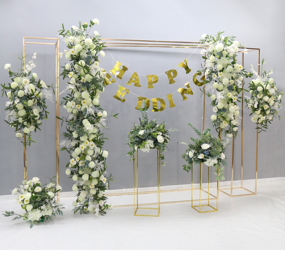 red flower wedding arch