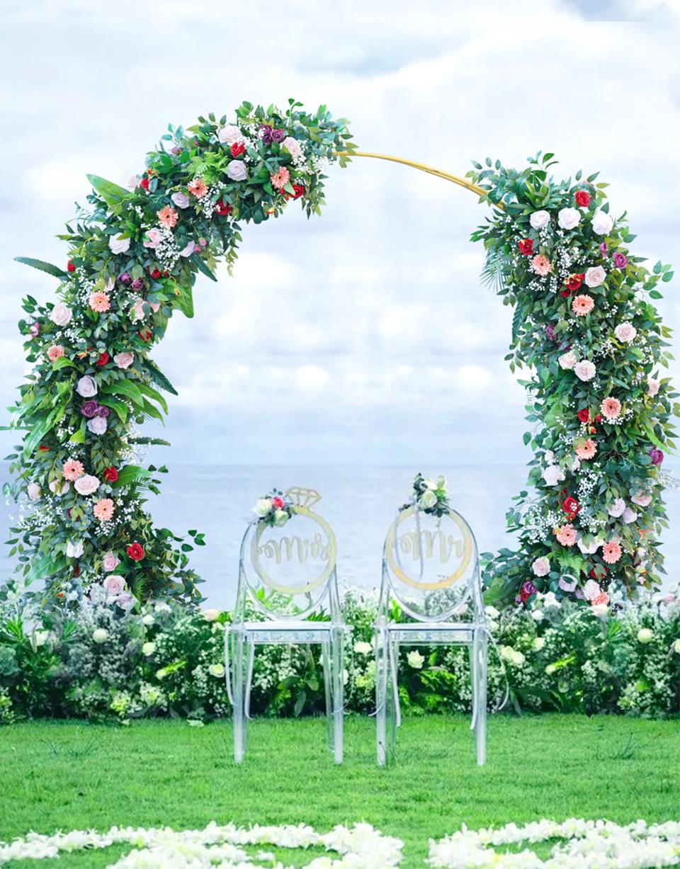 wedding arch with neon sign