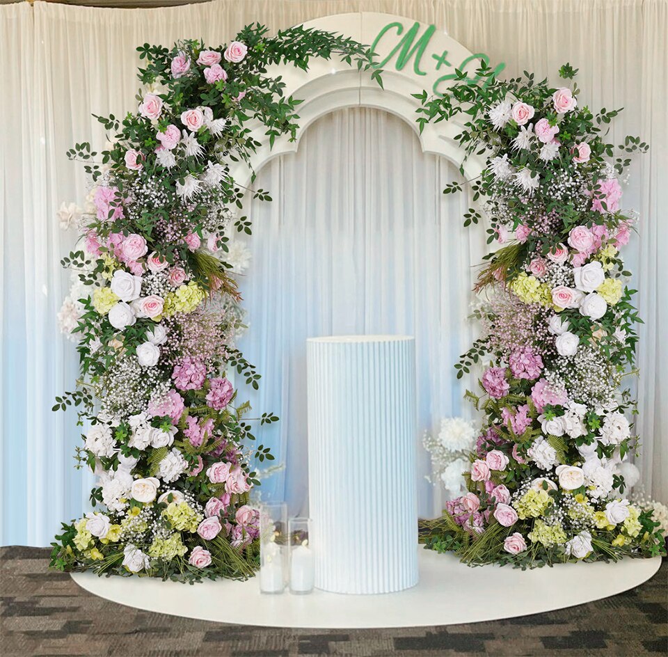 flower wall with fairy lights