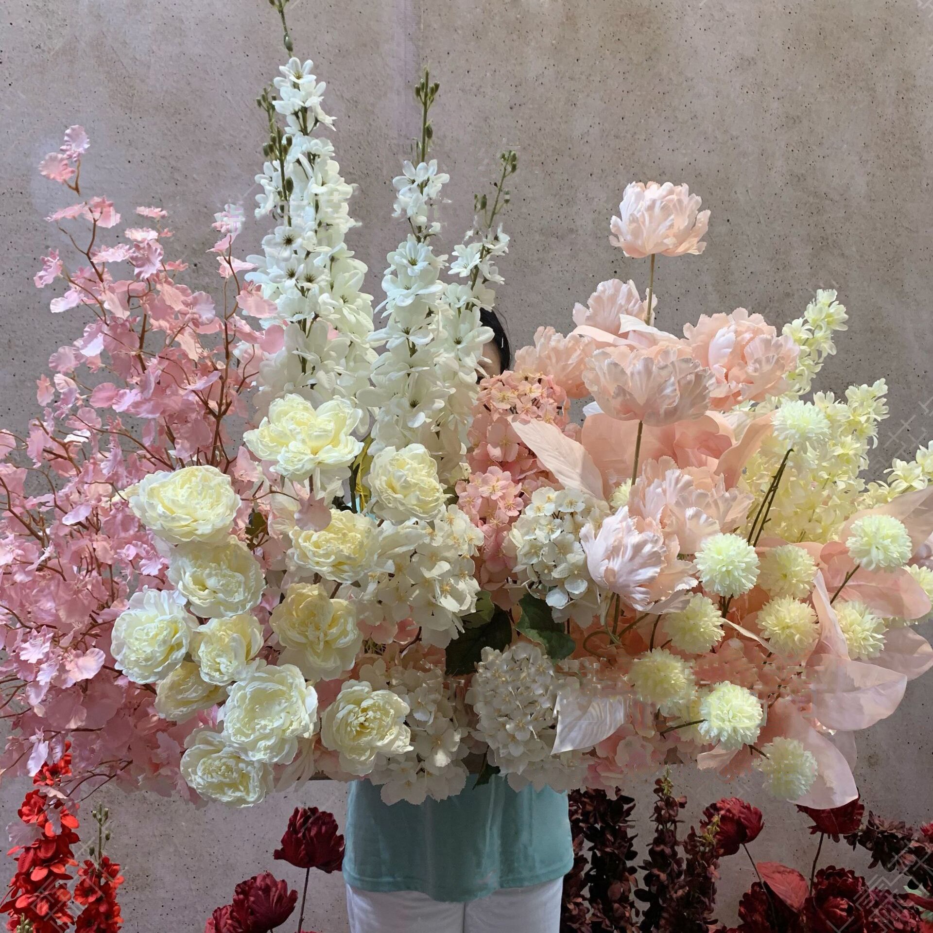 pink and white artificial flowers in vase4