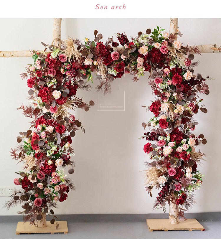 navy and burgandy wedding decor